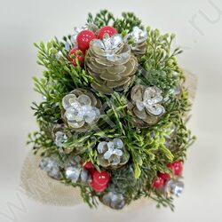 Елка с игрушкой серебро H=17см., 9-189 NEW | Фото 2