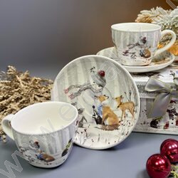 Набор посуды: 2 Кружки и 2 блюдца керам 130мл "Снеговик" NEW | Фото 9