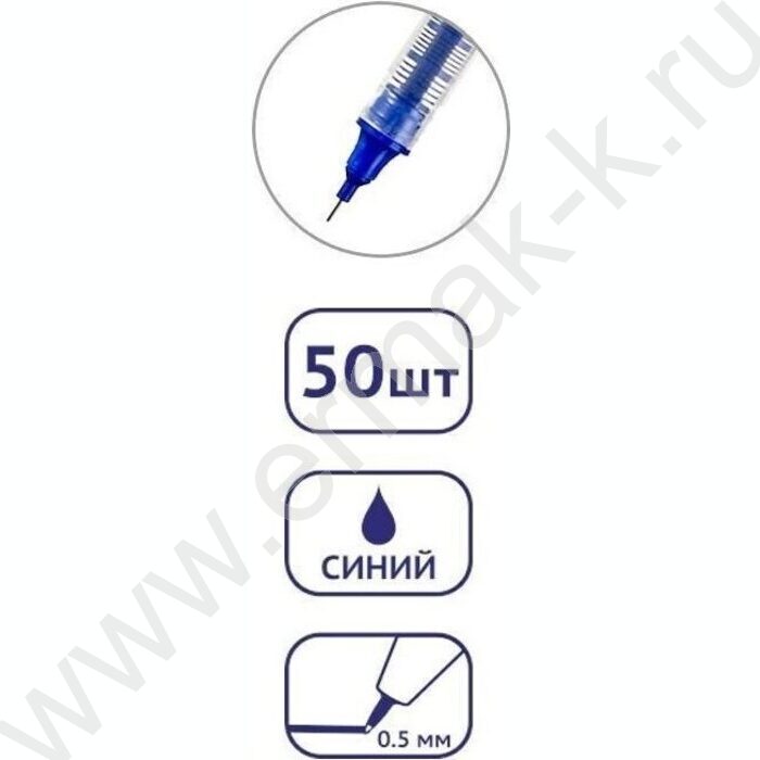 Ручка-роллер 0,5мм синяя Dropi /игла,корпус пластиковый прозрачный | Фото 2