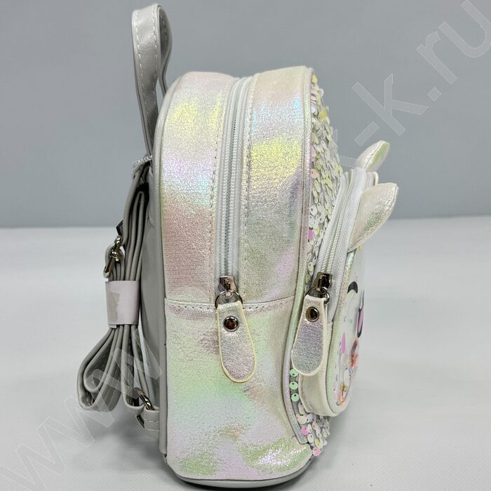 Рюкзак 21*20*10см. "Котенок" пайетки /белый | Фото 2