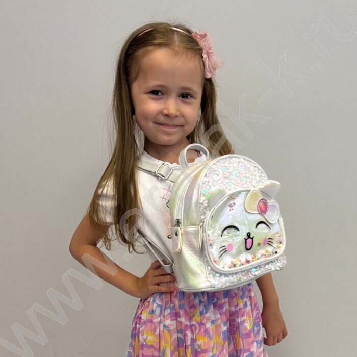 Рюкзак 21*20*10см. "Котенок" пайетки /белый | Фото 5