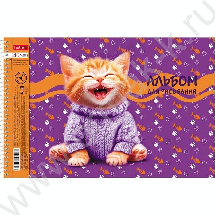 Альбом д/рисования-спираль 40л "Мы-котики!" /перфорация/ 4вида | Фото 1