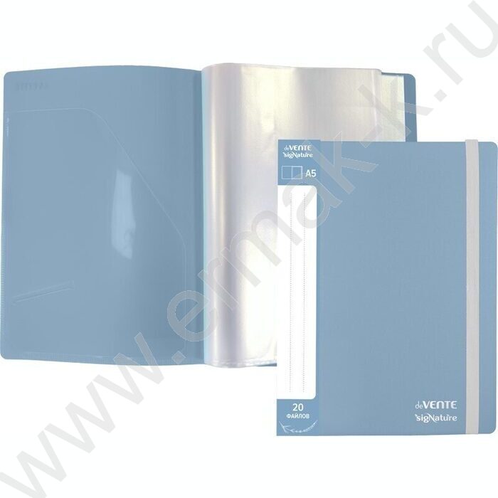 Папка  20 файлов А5 "sigNATURE" фактура "ткань" /вкладыши 30мкм, сумеречно синяя NEW | Фото 2