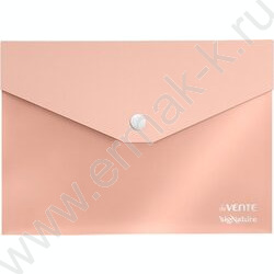Папка-конверт на кнопке А5 sigNATURE фактура "ткань" мат. прозрарач. 350мкм, пудрово розовая NEW | Фото 1