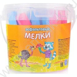 Мел цветной 25шт 5цв. квадратные "Енот в Австралии" д/асфальта /пласт. ведро | Фото 2
