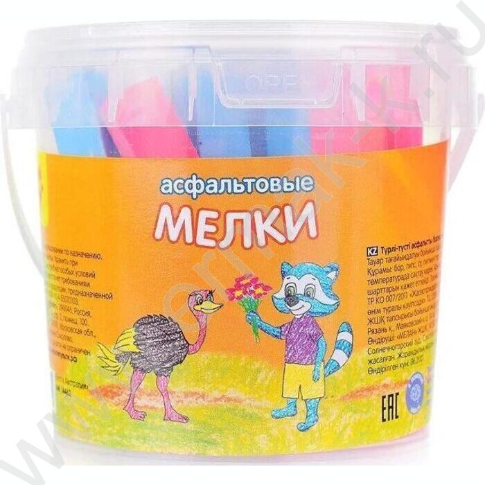 Мел цветной 25шт 5цв. квадратные "Енот в Австралии" д/асфальта /пласт. ведро | Фото 2
