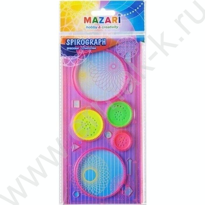 Трафарет Спирограф линейка-калейдоскоп 20см, 3 круглых вкладыша разного размера | Фото 2