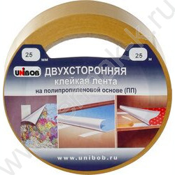 Скотч двустор.полипропилен белый 25*25 Unibob | Фото 1