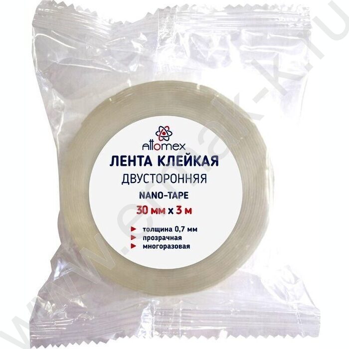 Скотч двустор. многоразовый прозрачный 30*3 /толщина 0,7мм, | Фото 1