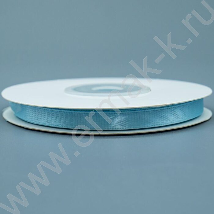 Лента атлас 0,6см*22,85м 25ярд голубая | Фото 1