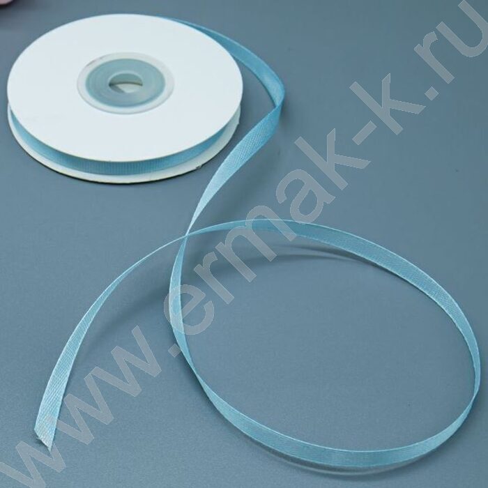 Лента атлас 0,6см*22,85м 25ярд голубая | Фото 2