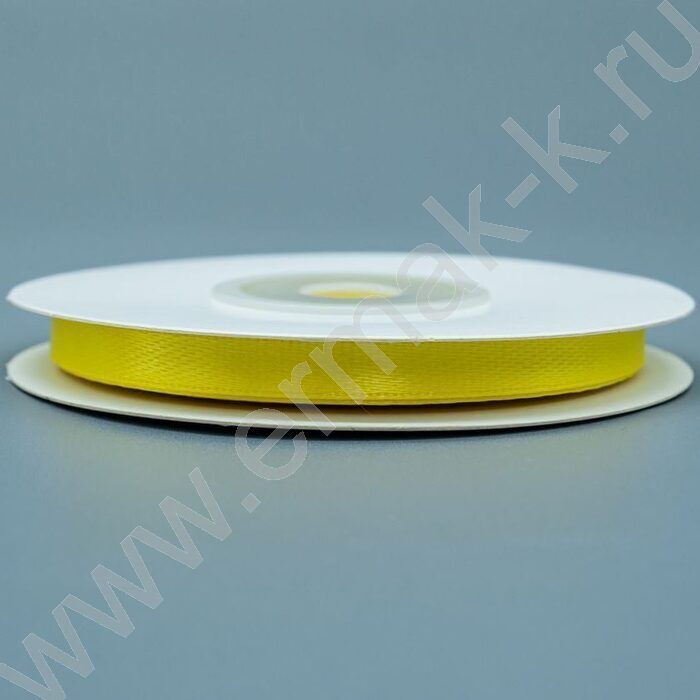 Лента атлас 0,6см*22,85м 25ярд желтая | Фото 1