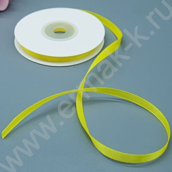 Лента атлас 0,6см*22,85м 25ярд желтая | Фото 2
