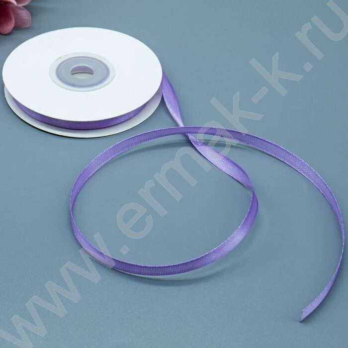 Лента атлас 0,6см*22,85м 25ярд светло-сиреневая | Фото 2