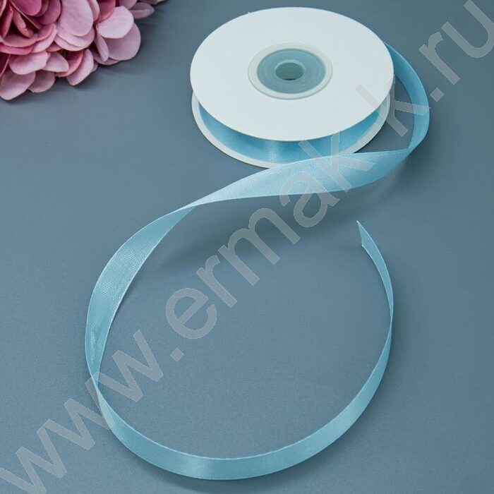 Лента атлас 1,2см*22,85м 25ярд голубая | Фото 2