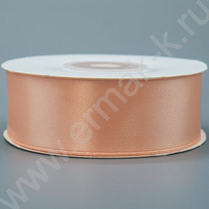 Лента атлас 2,5см*22,85м 25ярд персиковая | Фото 1