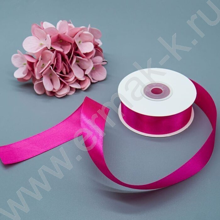 Лента атлас 2,5см*22,85м 25ярд фуксия | Фото 2