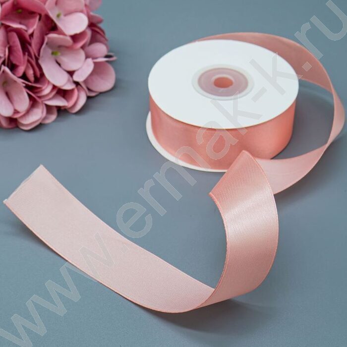 Лента атлас 2,5см*22,85м 25ярд чайная роза | Фото 2