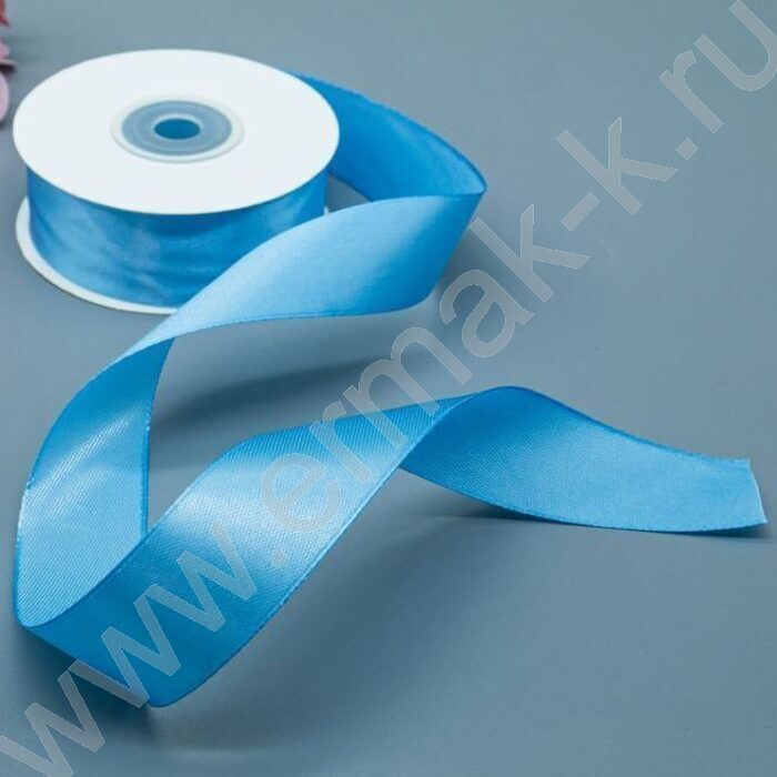 Лента атлас 2,5см*22,85м 25ярд ярко-голубая | Фото 2