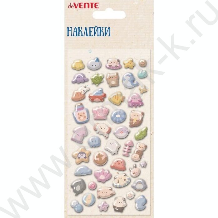 Наклейки эпоксидные 3D "Подводный мир", в том числе для телефона, размер карточки 9*17,5см | Фото 1