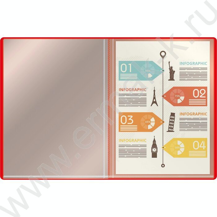 Папка  20 файлов красная /пластик 0.5мм | Фото 2