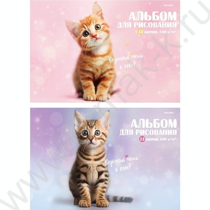 Альбом д/рисования 12л "Милые котики-4" ассорти | Фото 1