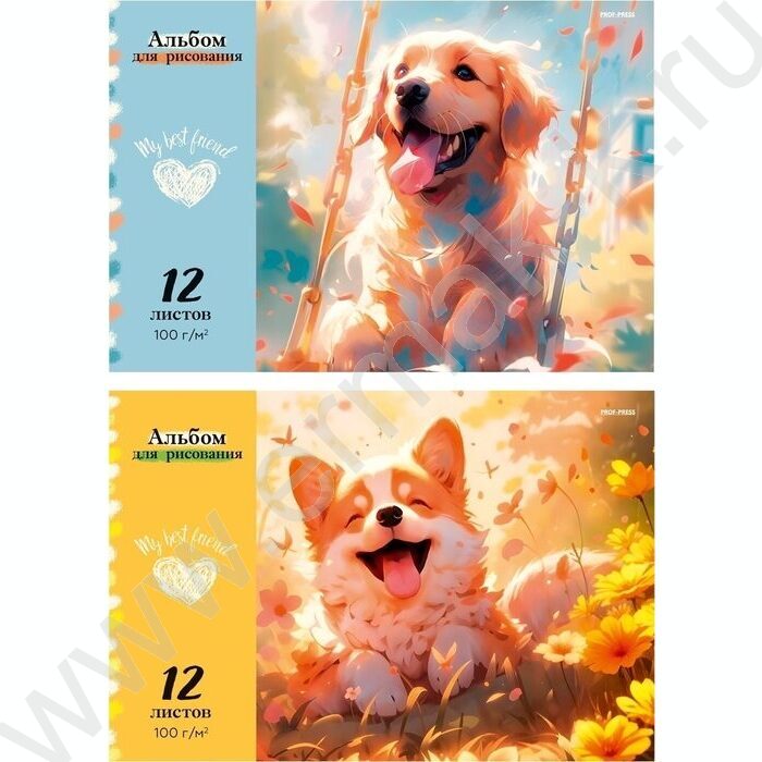 Альбом д/рисования 12л "Обаятельные пёсики-1" ассорти | Фото 1