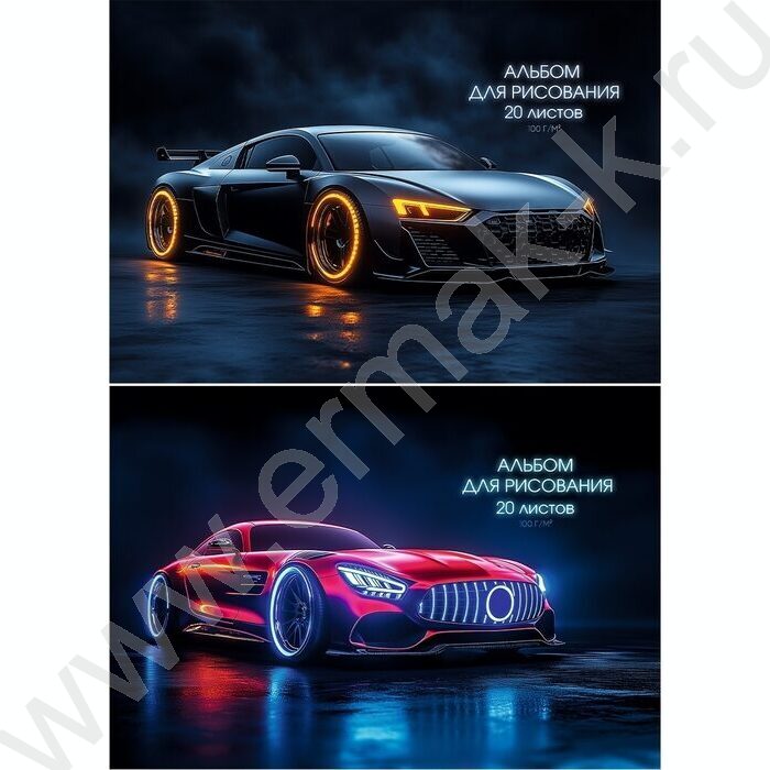 Альбом д/рисования 20л "Спортивные автомобили-4" ассорти | Фото 1