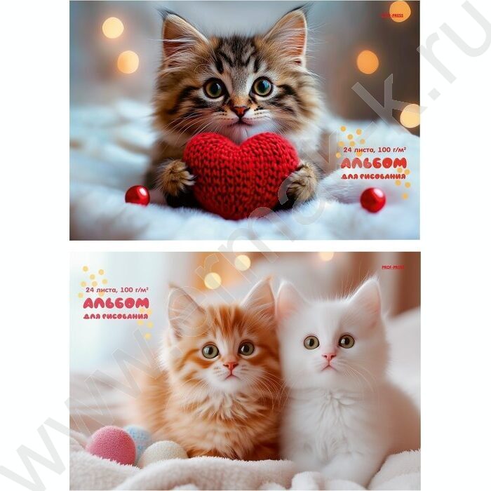 Альбом д/рисования 24л "Котята на пледе" ассорти | Фото 1