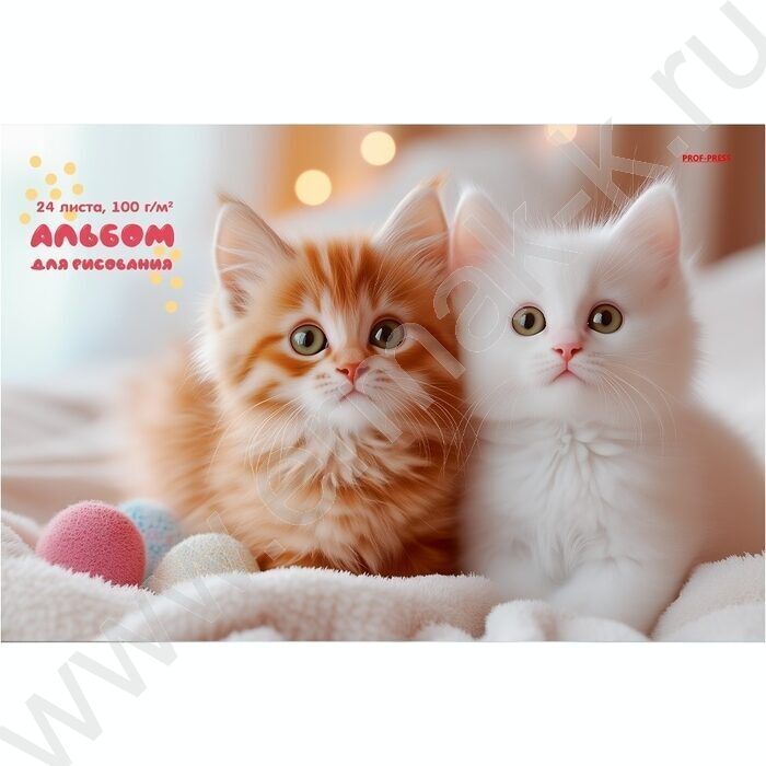 Альбом д/рисования 24л "Котята на пледе" ассорти | Фото 4