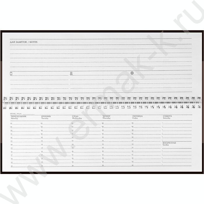 Ежедневник-планинг н/дат 56л спираль 105*290 Коричневый минимализм /тв.обл.матовая лам.+лён/ | Фото 2