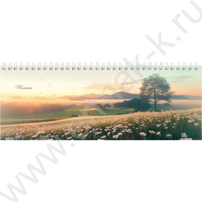 Ежедневник-планинг н/дат 56л спираль 105*290 Природное умиротворение-2 /тв.обл.матовая лам.+лён/ | Фото 1