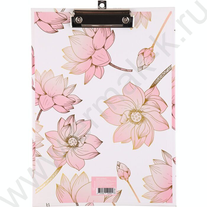 Клипборд А4 глянц.ламин. с зажимом Цветок лотоса на белом | Фото 1