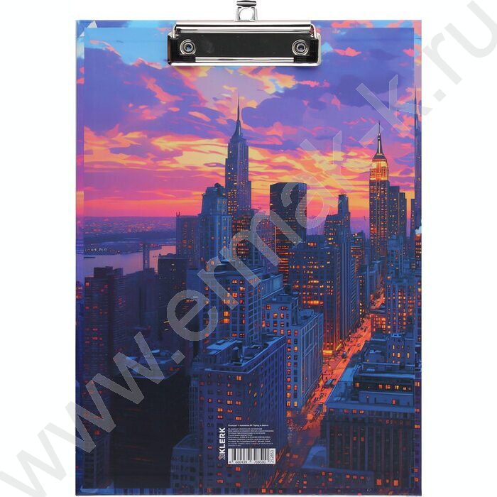 Клипборд А4 мат.ламин. с зажимом Город в закате | Фото 1