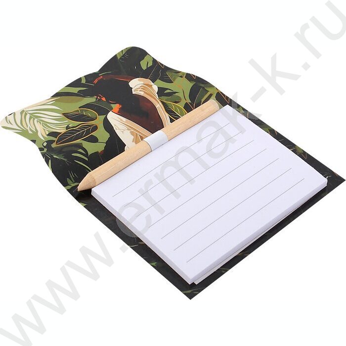 Блок д/записей с карандашом на магнитном креплении 14*10см 40л "Девушка в тропиках" /проклеенный | Фото 2