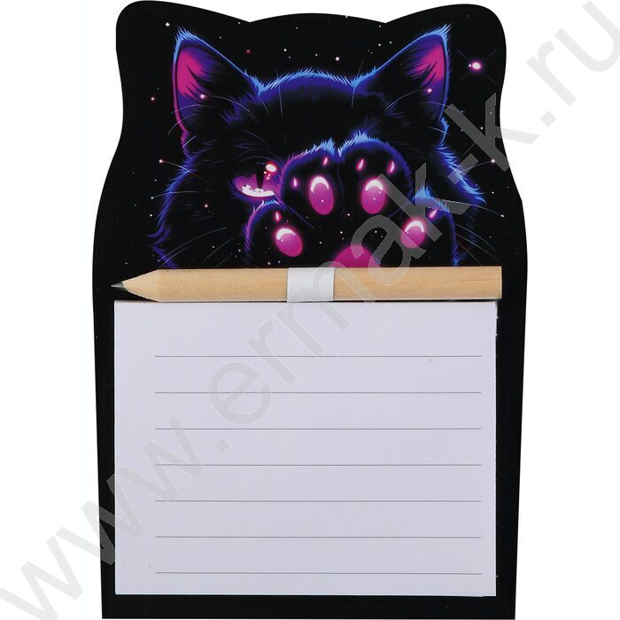 Блок д/записей с карандашом на магнитном креплении 14*10см 40л "Cosmo Cat" /проклеенный,линия | Фото 1