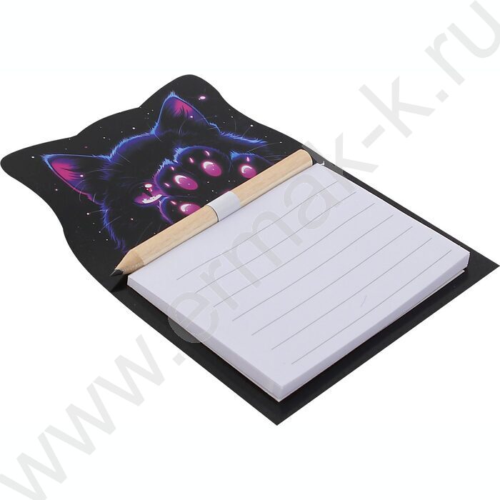 Блок д/записей с карандашом на магнитном креплении 14*10см 40л "Cosmo Cat" /проклеенный,линия | Фото 2