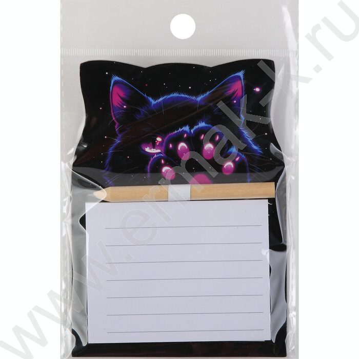 Блок д/записей с карандашом на магнитном креплении 14*10см 40л "Cosmo Cat" /проклеенный,линия | Фото 4