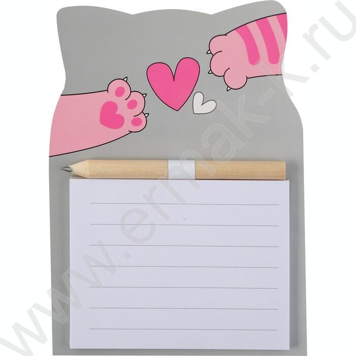 Блок д/записей с карандашом на магнитном креплении 14*10см 40л "Cats & heart" /проклеенный,линия | Фото 1