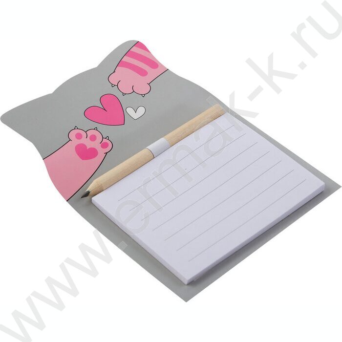 Блок д/записей с карандашом на магнитном креплении 14*10см 40л "Cats & heart" /проклеенный,линия | Фото 2