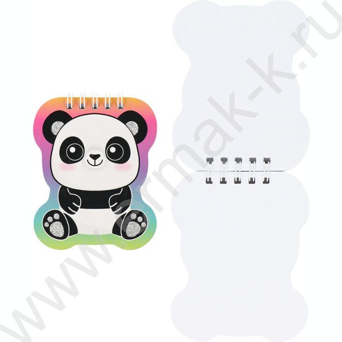 Блокнот  40л А7 спираль "Панда" блестки,без линовки ассорти | Фото 1