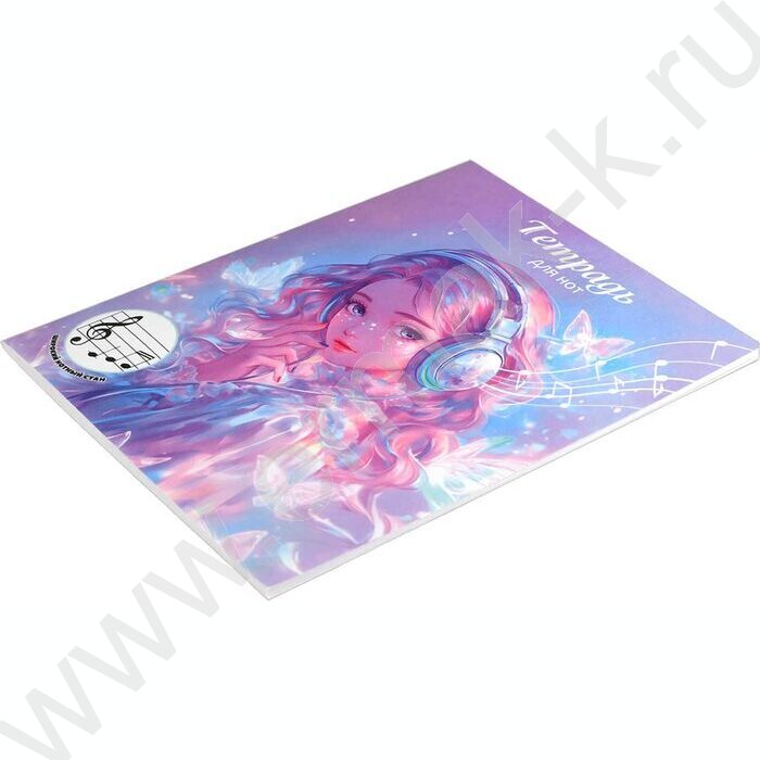 Тетрадь для нот 24л А5+ мл.классы "Девушка в наушниках" расширенный нотный стан | Фото 2