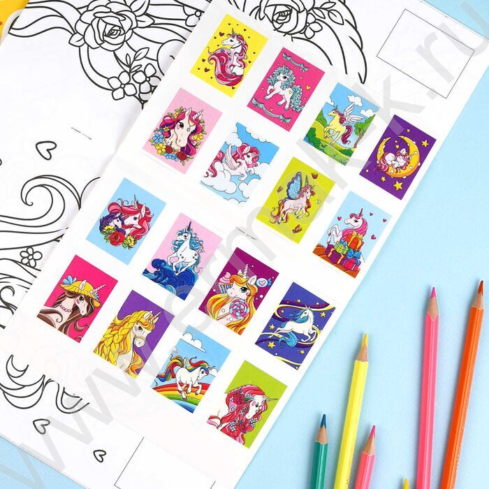 Раскраска 165*235 Единороги с наклейками-образцами | Фото 5