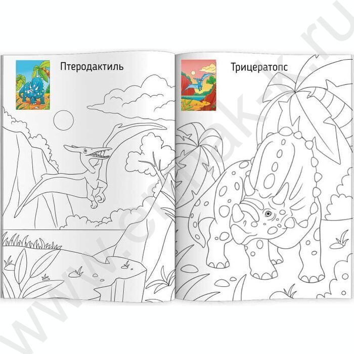 Раскраска 165*235 Динозавры с наклейками-образцами | Фото 2