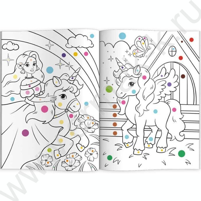 Раскраска 165*235 Раскраска по цветным точкам.Принцессы и единороги | Фото 2