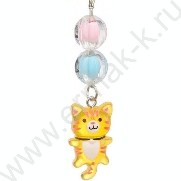 Ручка шар синяя Котята/прозрачный пластиковый корпус, колпачок со съёмным брелоком-бусинки с фиг | Фото 2