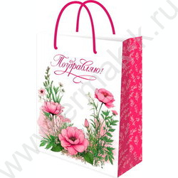 Пакет подарочный с матовой лам. 190гр 32,4*44,5*10,2см (XL) Маки NEW | Фото 1