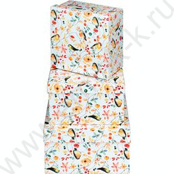 Коробка подарочная 3в1 квадрат Птички на ветке 19,5*19,5*11см - 15,5*15,5*9см NEW | Фото 1