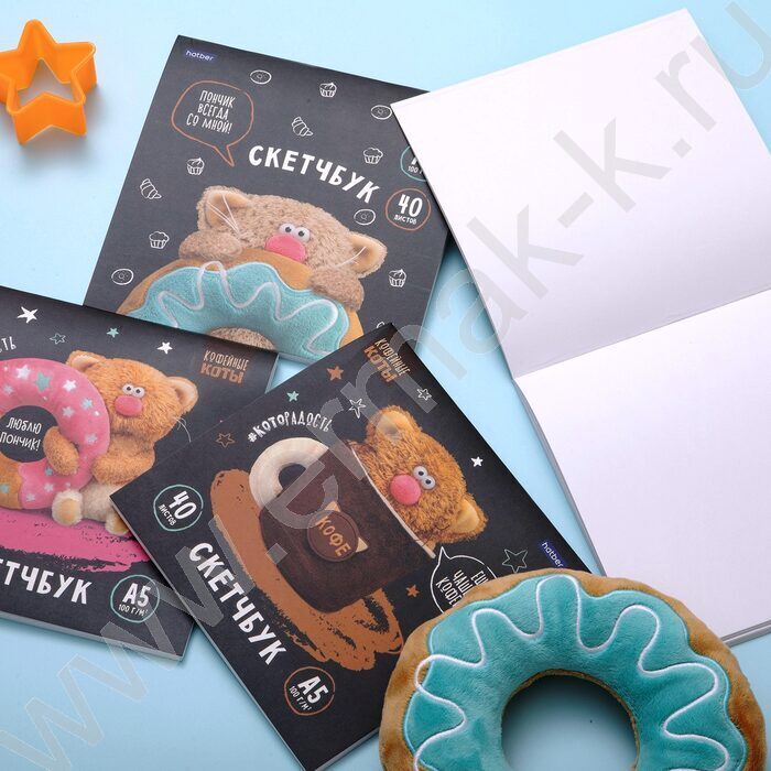 Скетчбук  40л А5 "Кофейные коты" без линовки 100г/кв.м | Фото 5