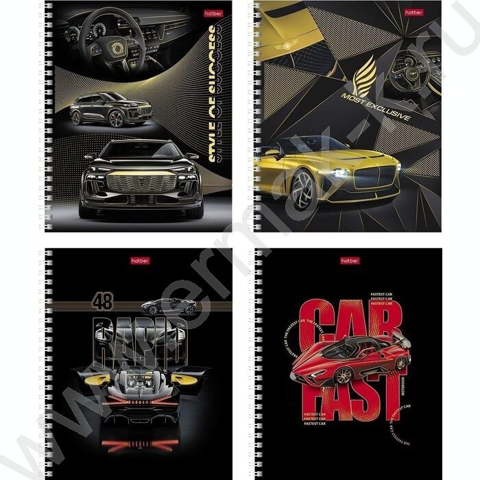 Тетрадь  48л клетка/спираль "Роскошь и стиль" /3D фольга/мат. лам. /4вида | Фото 1